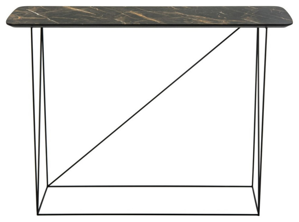 Leila Rectangle Console Table Dark Gray/Brown Marble/Black   Industrial   Console Tables   by V.S.D Furniture  Houzz