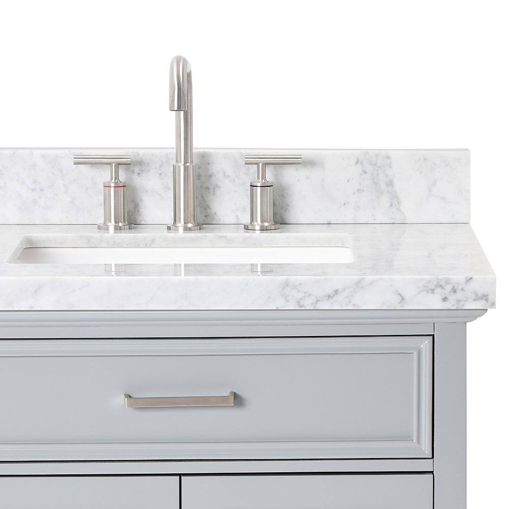 ARIEL Kensington 43 in. Bath Vanity in Grey with Marble Vanity Top in Carrara White with White Basin D043S-R-VO-GRY