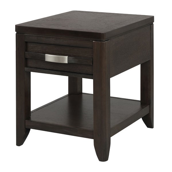 AandB Home 24-inch Grey Rectangular Single Drawer End Table