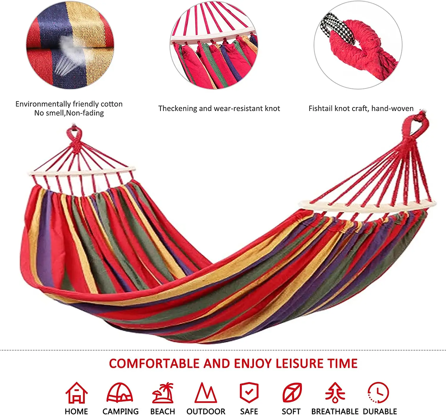 Wholesale Canvas Hammock Bed Camping Hammock Carry Bag Folding Swing Portable Outdoor Double Hanging Nylon Cotton Adult 2.5M