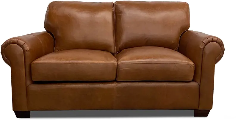 Saddle Brown Leather Loveseat