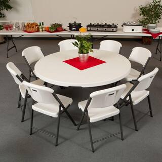 Lifetime 60 in. White Plastic Stackable Folding Banquet Table (Set of 15) 880301