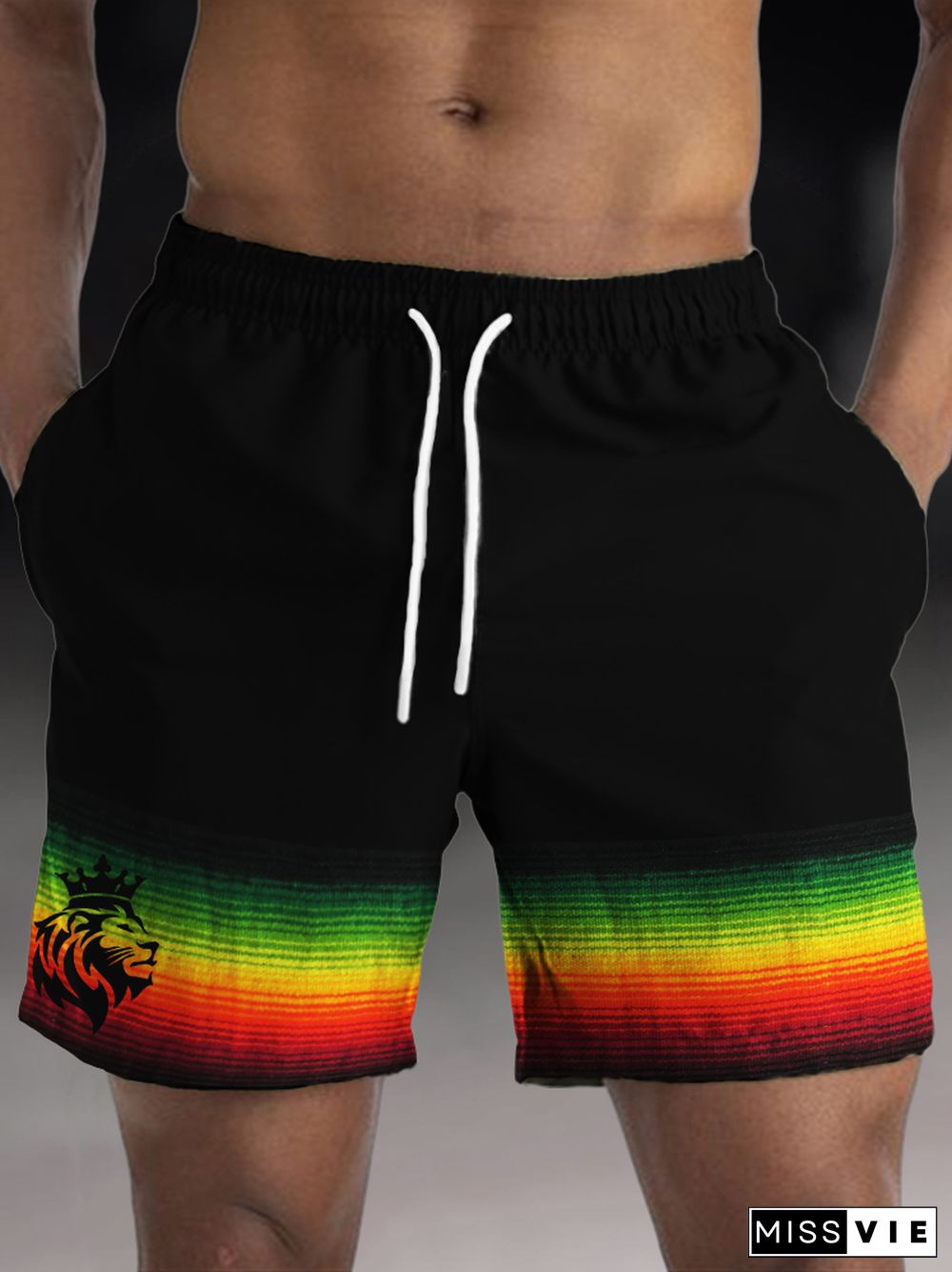 Men's Lion King Rasta Hem Drawstring Shorts