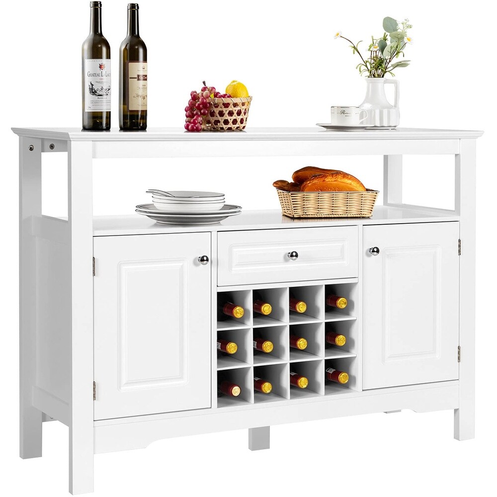 Buffet Sideboard Wood Storage Cabinet Kitchen Cupboard Dining Room Bar Console Table Pantry with Wine Rack Open Shelf Drawer