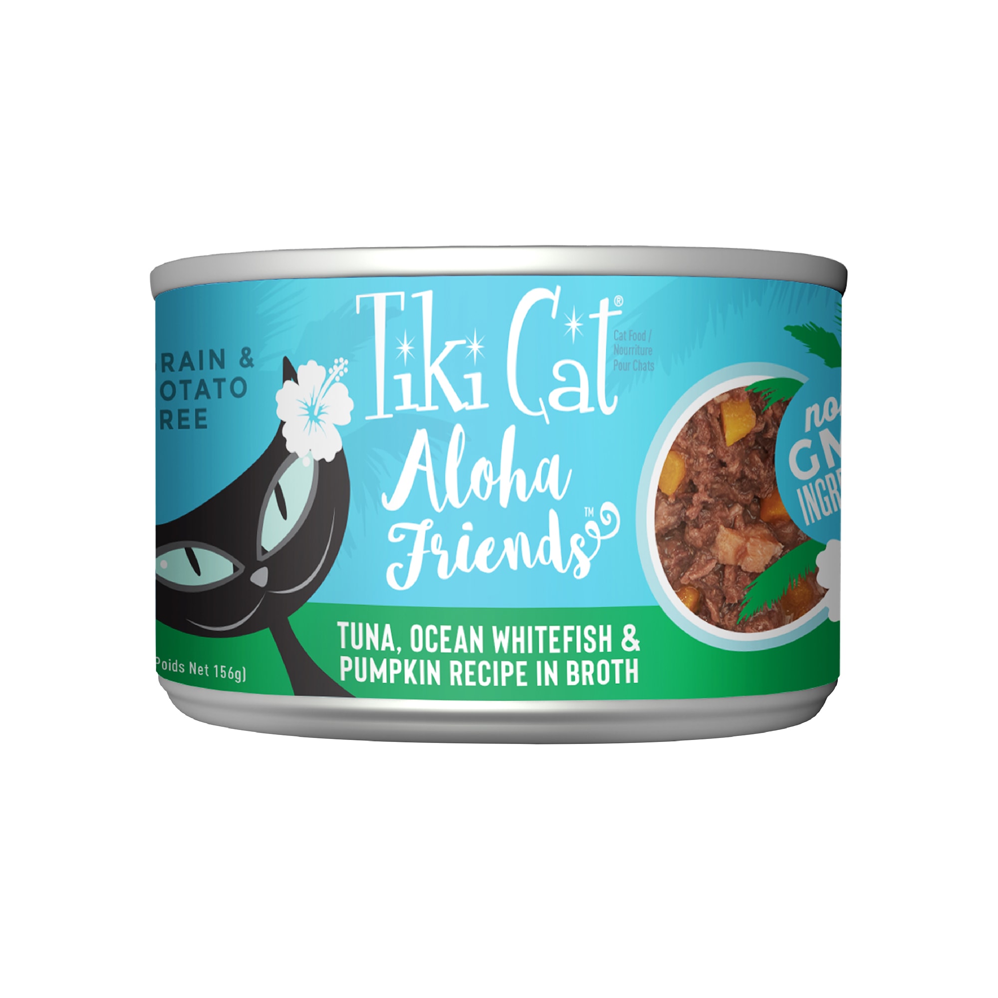 Tiki Cat Aloha Friends Tuna， Ocean Whitefish  Pumpkin Wet Cat Food， 5.5 oz.， Case of 8