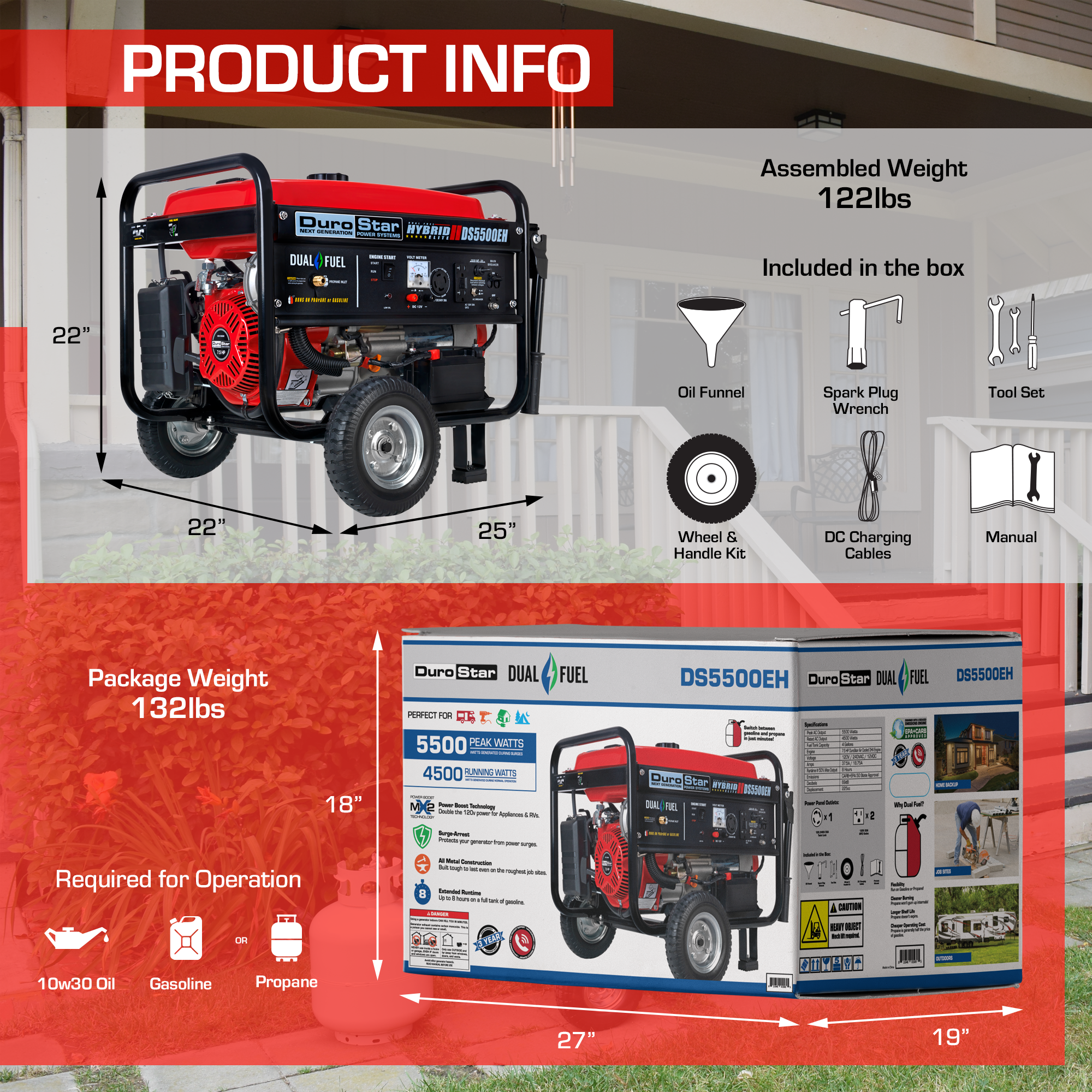 5,500 Watt Dual Fuel Portable Generator