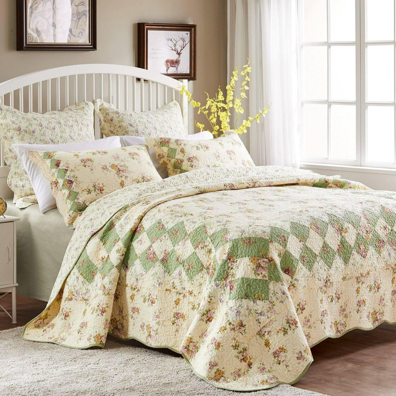 Greenland Home Fashions Bliss  2 Piece Quilt Set  Ivory