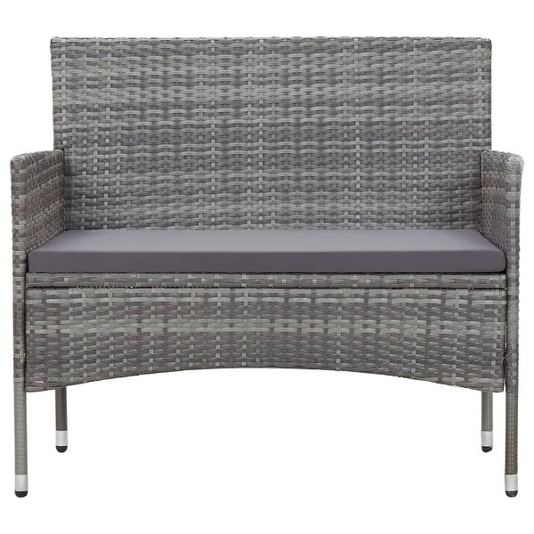 4 Piece Patio Lounge Set with Cushions Poly Rattan Gray - Overstock - 36363518