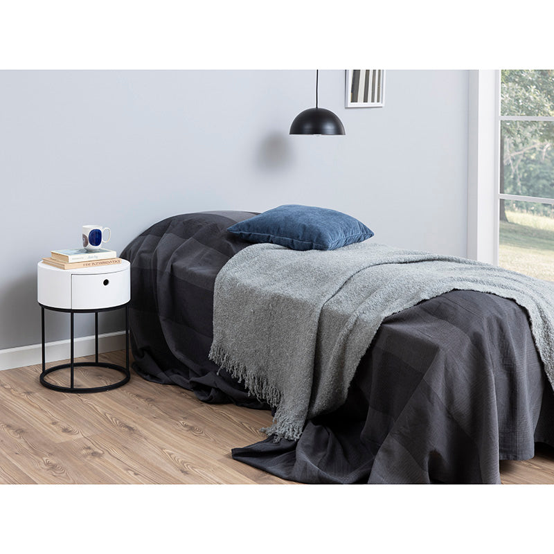 POLON Bedside Table 40cm - White & Black