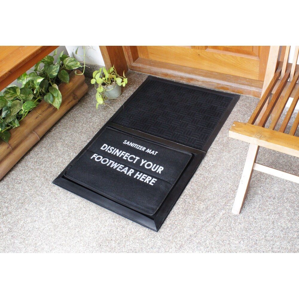 RugSmith Layered Rubber Sanitizer Doormat  Tray  and Foam Insert  24\