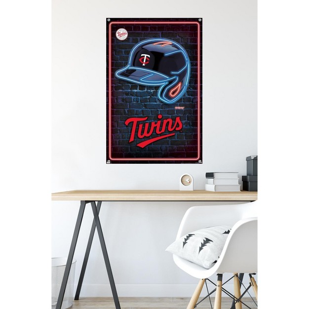 Trends International Mlb Minnesota Twins Neon Helmet 23 Unframed Wall Poster Prints