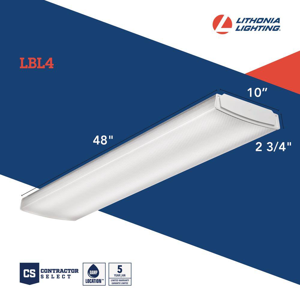 Lithonia Lighting Contractor Select 48-in. 4000 Lumens Integrated LED White Low Profile Flush Mount Wraparound Light LBL4