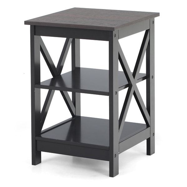 End Table with 3-Tier Storage Shelf