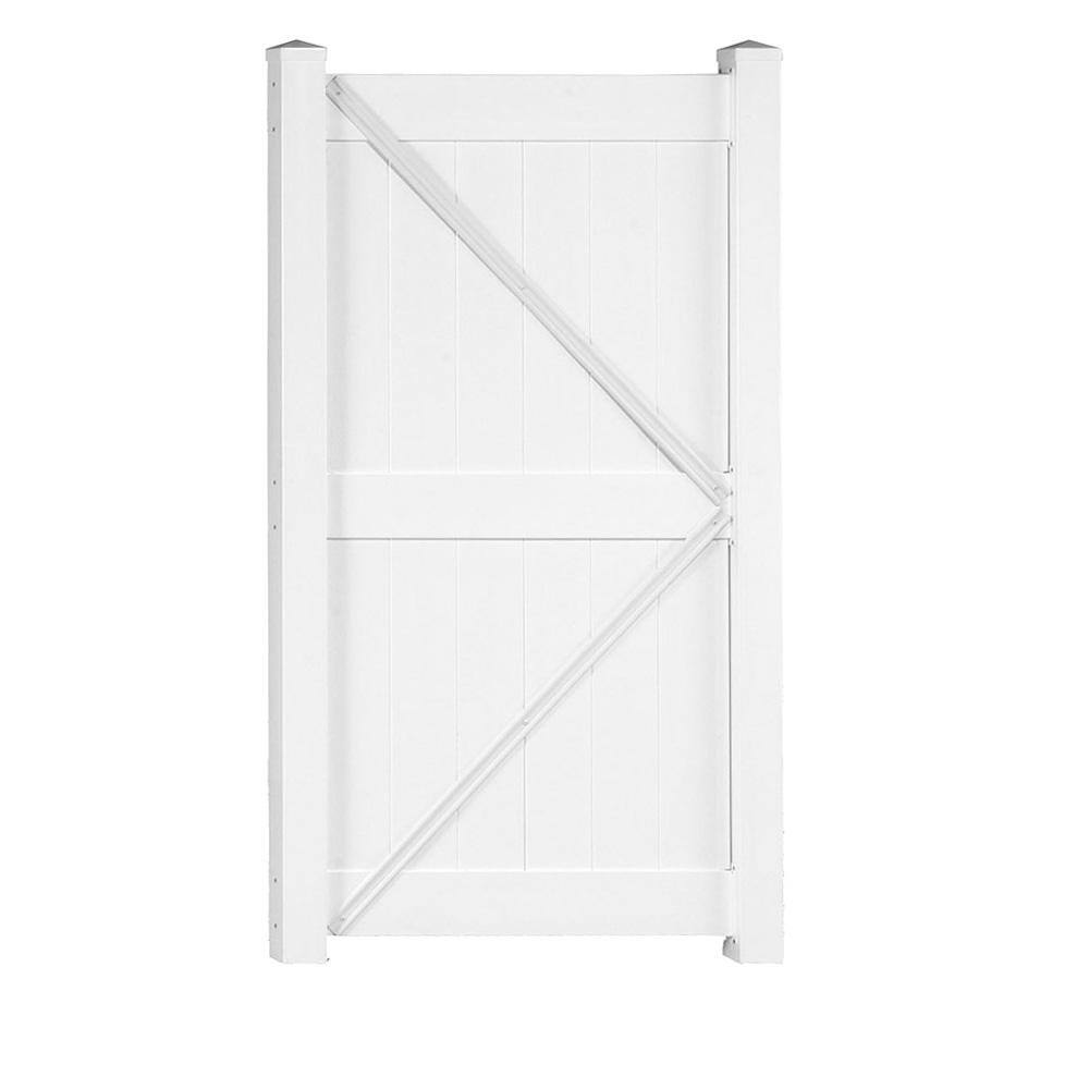 Weatherables Augusta 3.7 ft. W x 8 ft. H White Vinyl Privacy Fence Gate Kit SWPR-3R-8X44.5