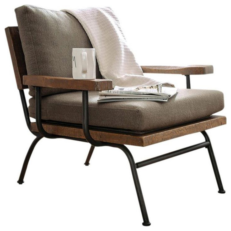 Benjara 35 quotContemporary Wood Accent Chair in Brown and Black   Industrial   Armchairs And Accent Chairs   by Homesquare  Houzz