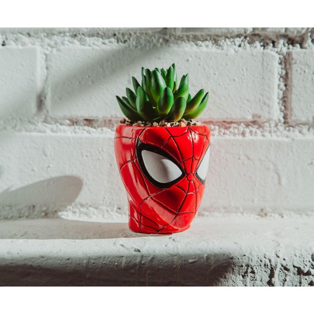 Easysfind Marvel Comics Spider man 3 inch Ceramic Mini Planter With Artificial Succulent