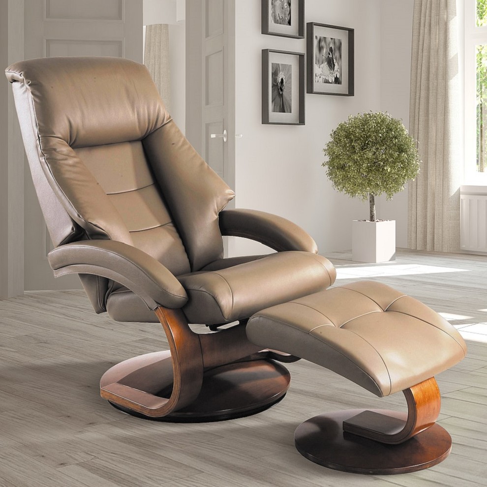 Relax R™ Montreal Recliner and Ottoman  Sand Top Grain Leather   Contemporary   Recliner Chairs   by MAC MOTION CHAIRS  Houzz