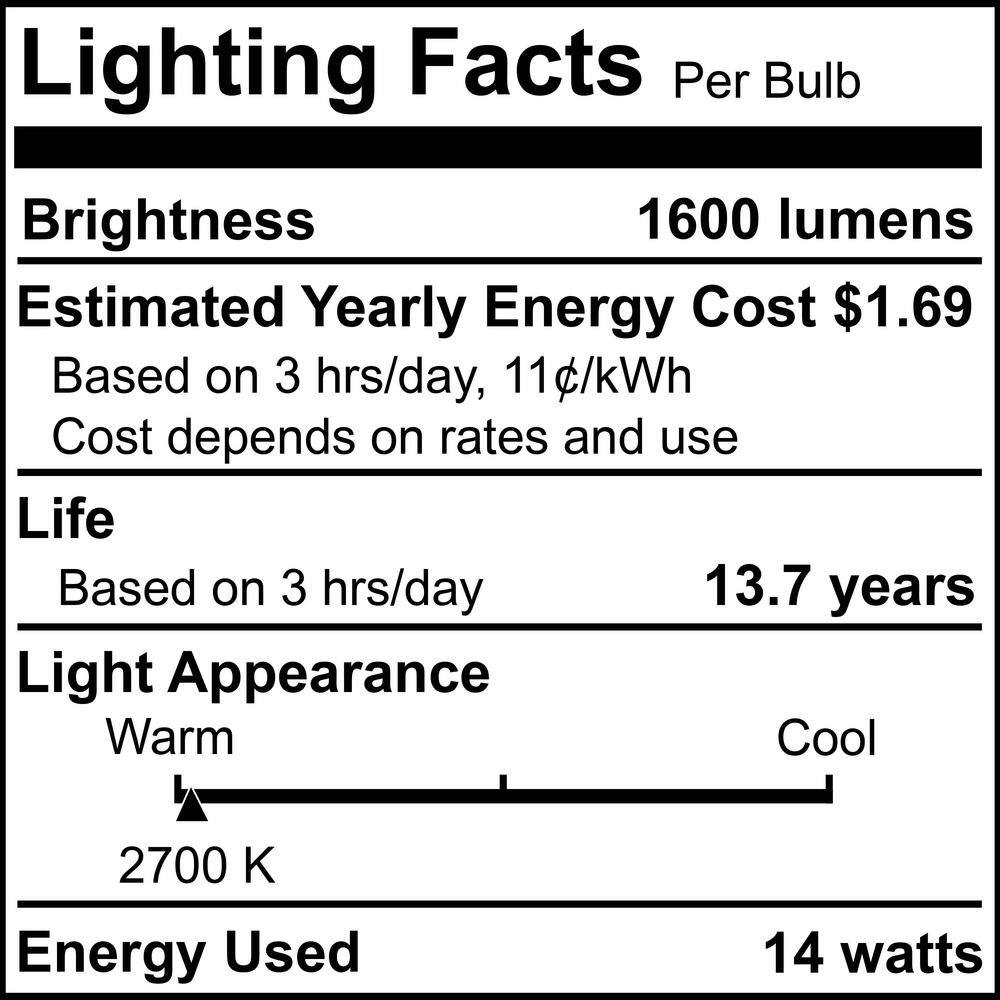 Bulbrite 100-Watt Equivalent A19 Dimmable Medium Screw LED Light Bulb Warm White Light 2700K (4-Pack) 862827