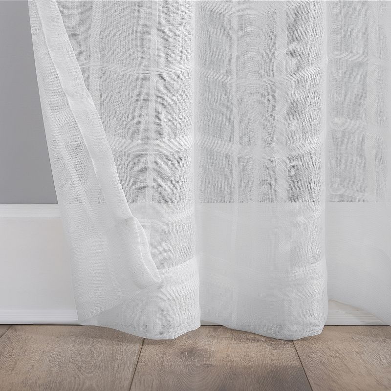 Clean Window Windowpane Plaid Anti-Dust Sheer Window Curtain Panel