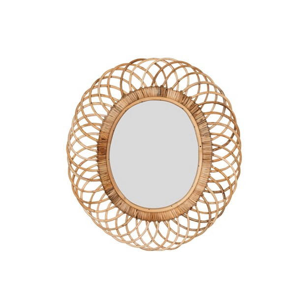 Oval Woven Bamboo Wall Mirror Brown Storied Home