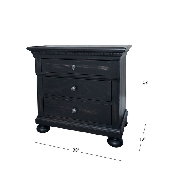 Abbyson Hendrick Distressed Black Wood 4 Piece Bedroom Set - - 28077612