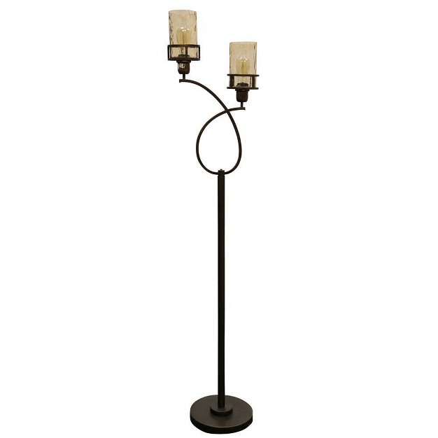 Loop Accent Floor Lamp Amber Glass Bronze Stylecraft