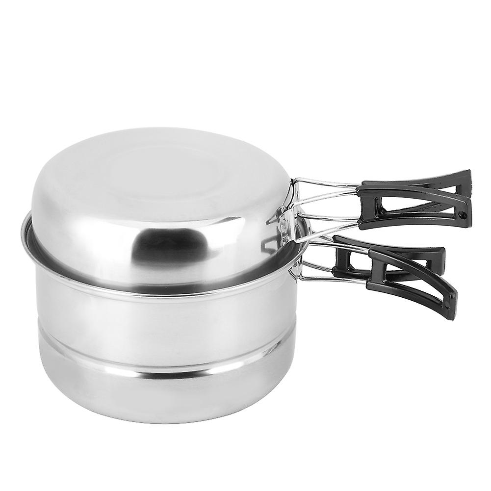 Stainless Steel Portable Outdoor Travel Camping Picnic Cookware Cooking Pot Pan Bowel Set