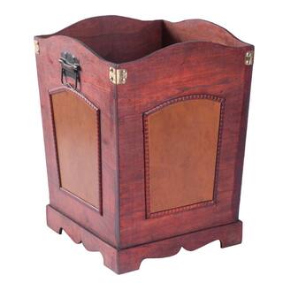 Vintiquewise 11.5 in. x 11.5 in. x 15.5 in. Antique Wooden Waste Can - Bin with Handle QI003045