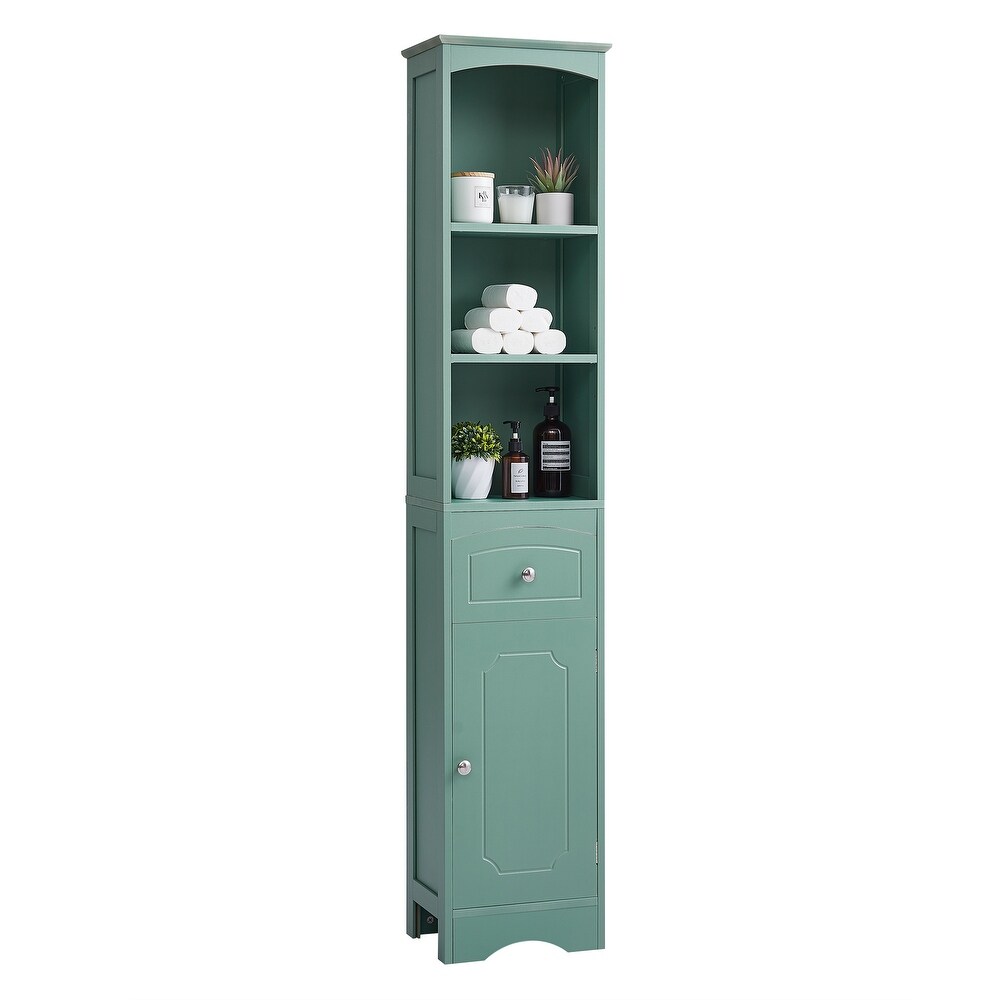 Tall Bathroom Cabinet  Freestanding Storage Cabinet with Drawer  MDF Board  Adjustable Shelf