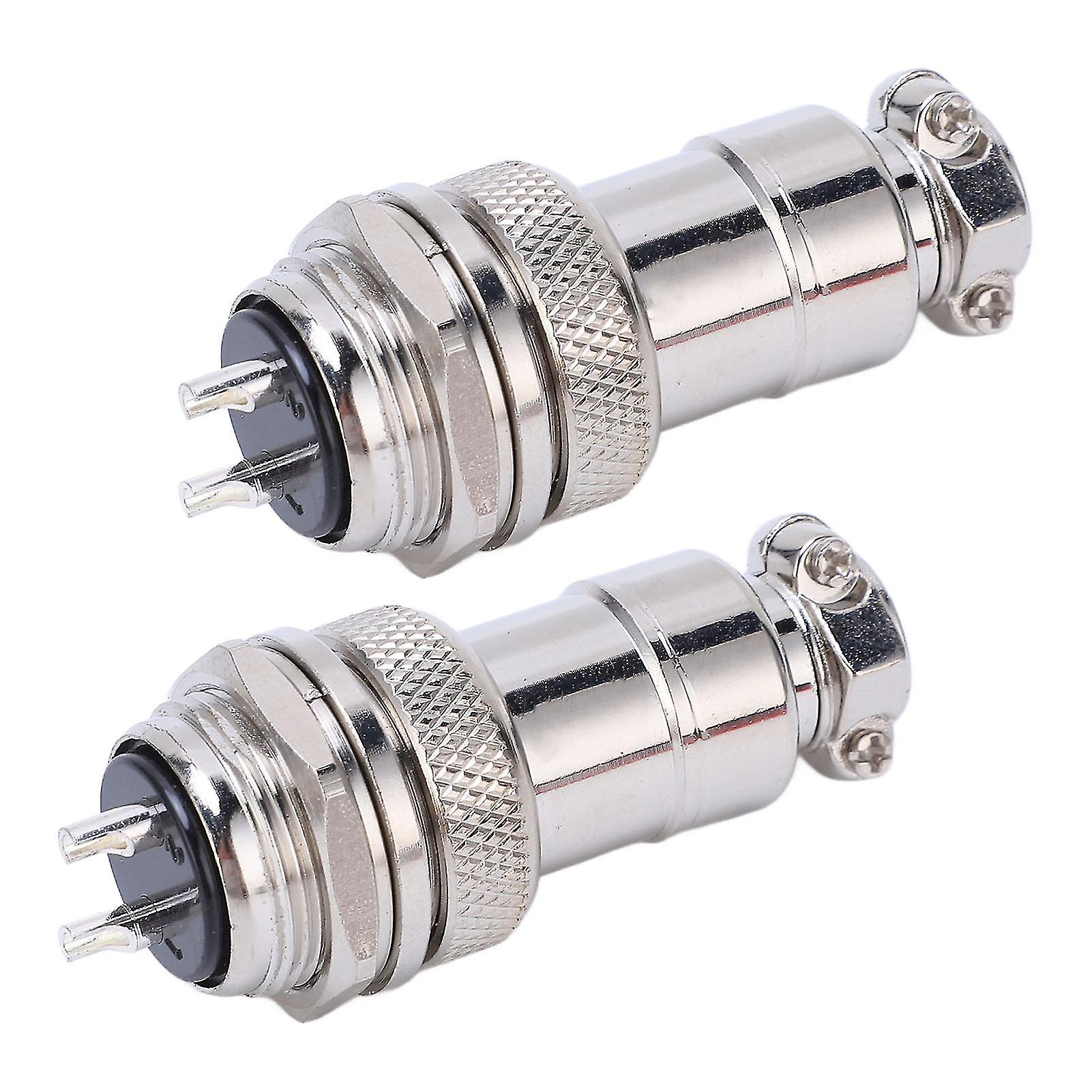 2Pcs Aviation Plug Socket Connector Zinc Alloy Shell Copper Silver Plated Connectors 2 Pin