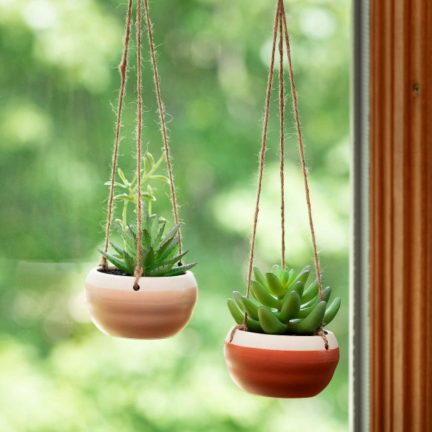 amp 3 5 quot Artificial Hanging Potted Succulent Set Of 4