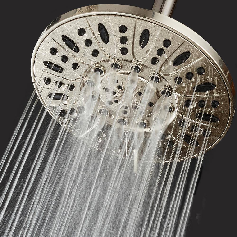 AquaDance 6-Spray 7 in. Single Wall Mount Body spray Fixed Rain Shower Head in Brushed Nickel 9708