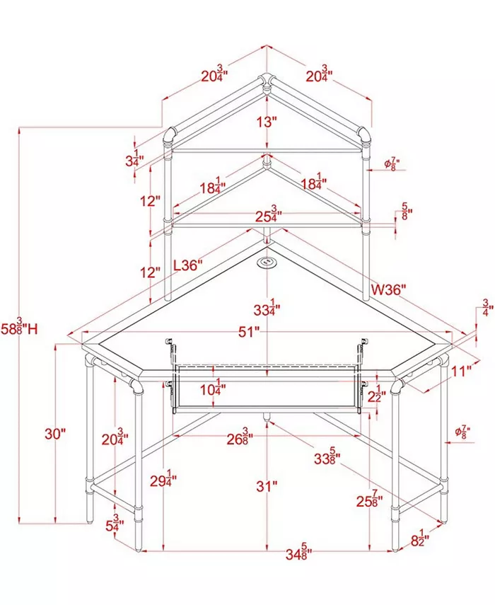 Furniture of America Kurzal and Copper Corner Desk