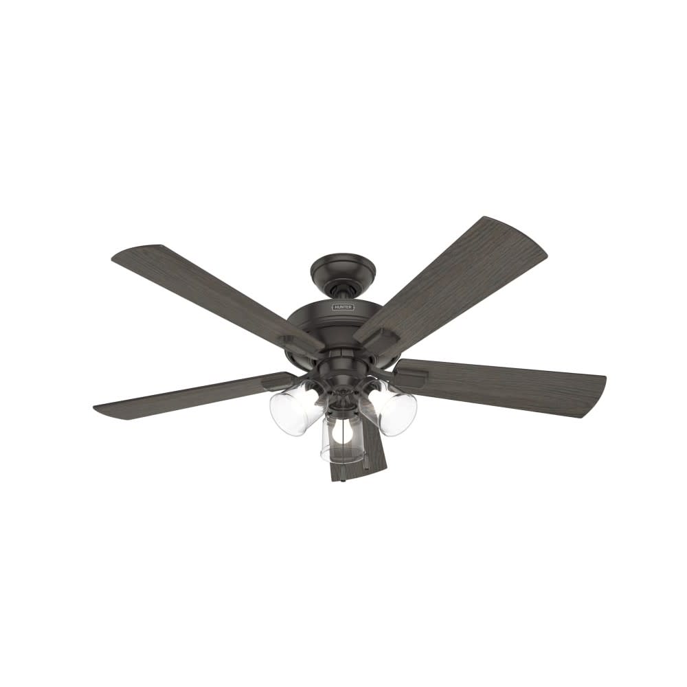 Hunter Crestfield Ceiling Fan 52 Bronze Bleached Grey Pine ;