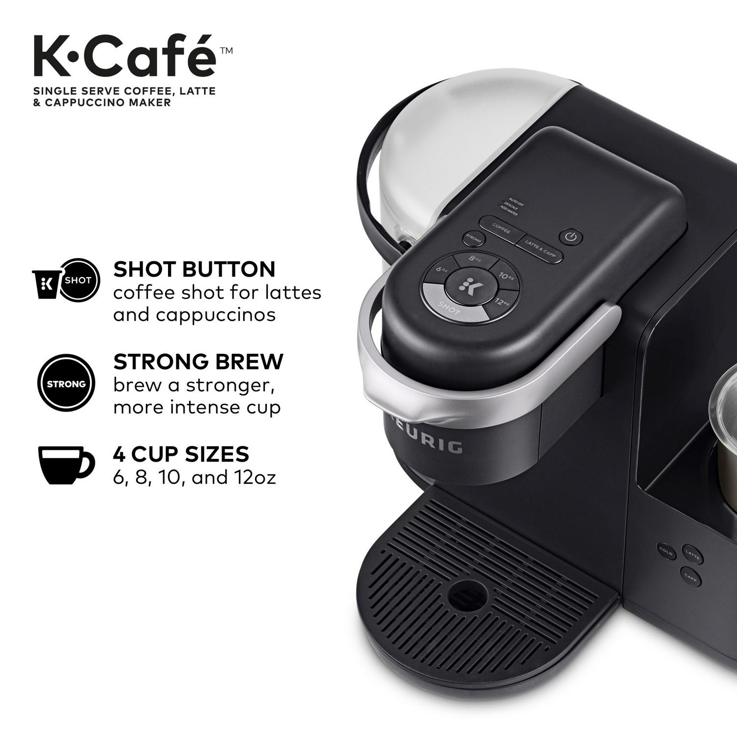 Keurig K-Cafe Single Serve K-Cup Coffee Maker， Latte Maker and Cappuccino Maker， Dark Charcoal