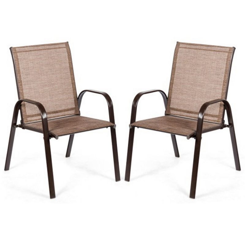 2 Pcs Patio Chairs Outdoor Dining Chair with Armrest