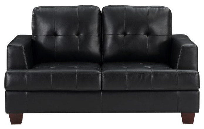 Lexicon Hinsall Faux Leather Loveseat in Black   Contemporary   Loveseats   by Homesquare  Houzz