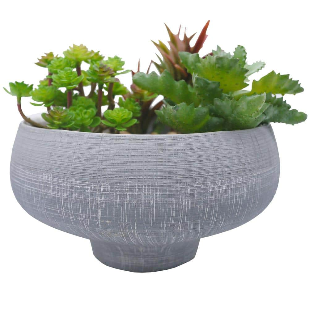 ADMIRED BY NATURE Grey blue two toned ceramic bowl Plant Pots Planters for Succulent and Little Snake Plants ABN5E147M-GY ABN5E147M-GY