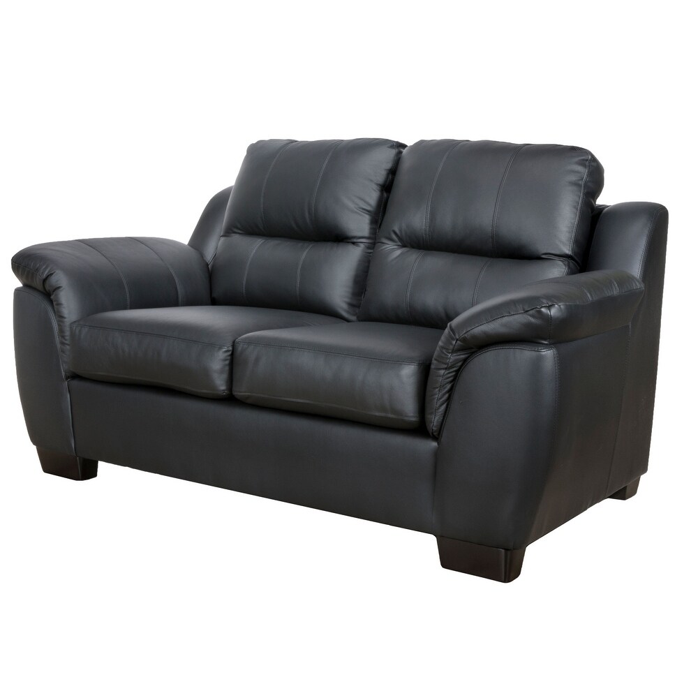 Bastrop Genuine Leather Sofa  Loveseat and Chair Set   Black