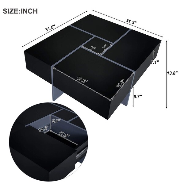 Coffee Table with 4 Hidden Storage Compartments