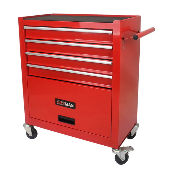 4 Drawers Multifunctional Red Tool Cart With Wheel...