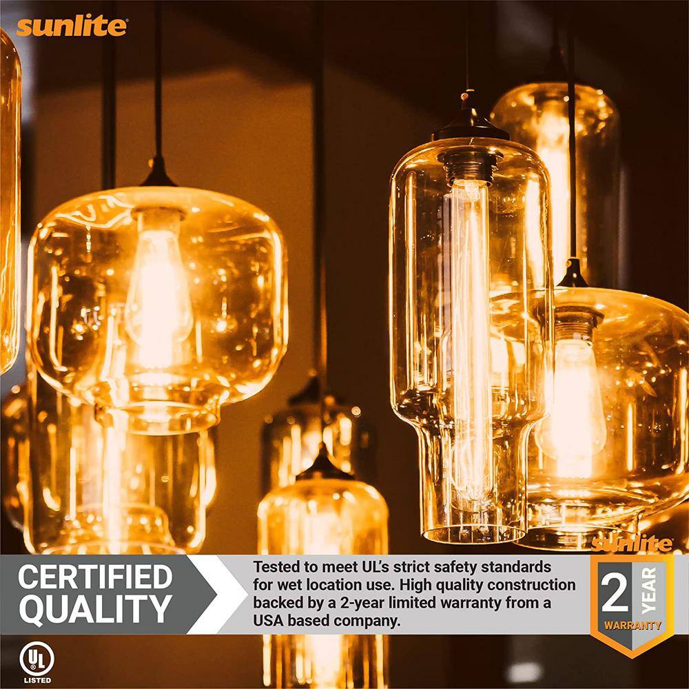 Sunlite 40-Watt Equivalent T8 Dimmable Tubular E26 Base Filament Vintage Edison LED Light Bulb in Amber White 2200K (10-Pack) HD03451-10