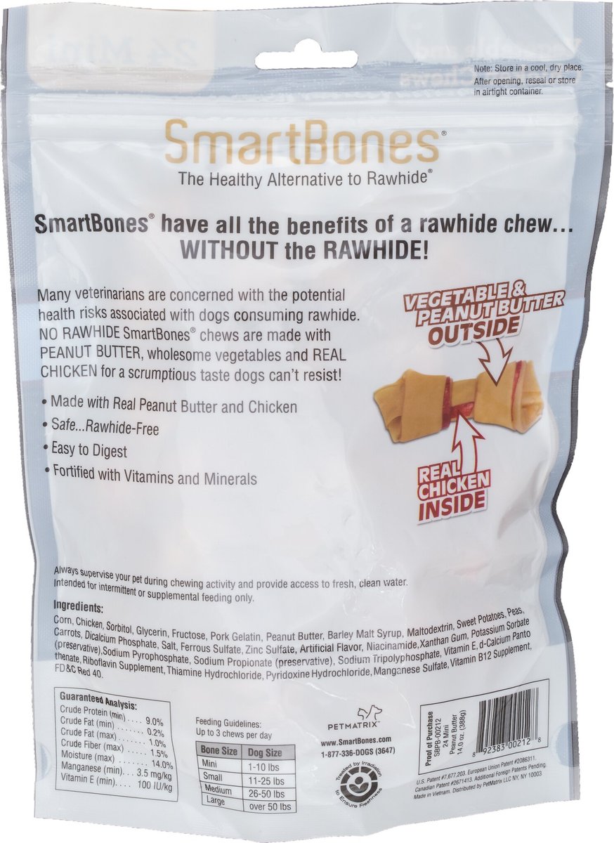 SmartBones Mini Peanut Butter Chew Bones Dog Treats