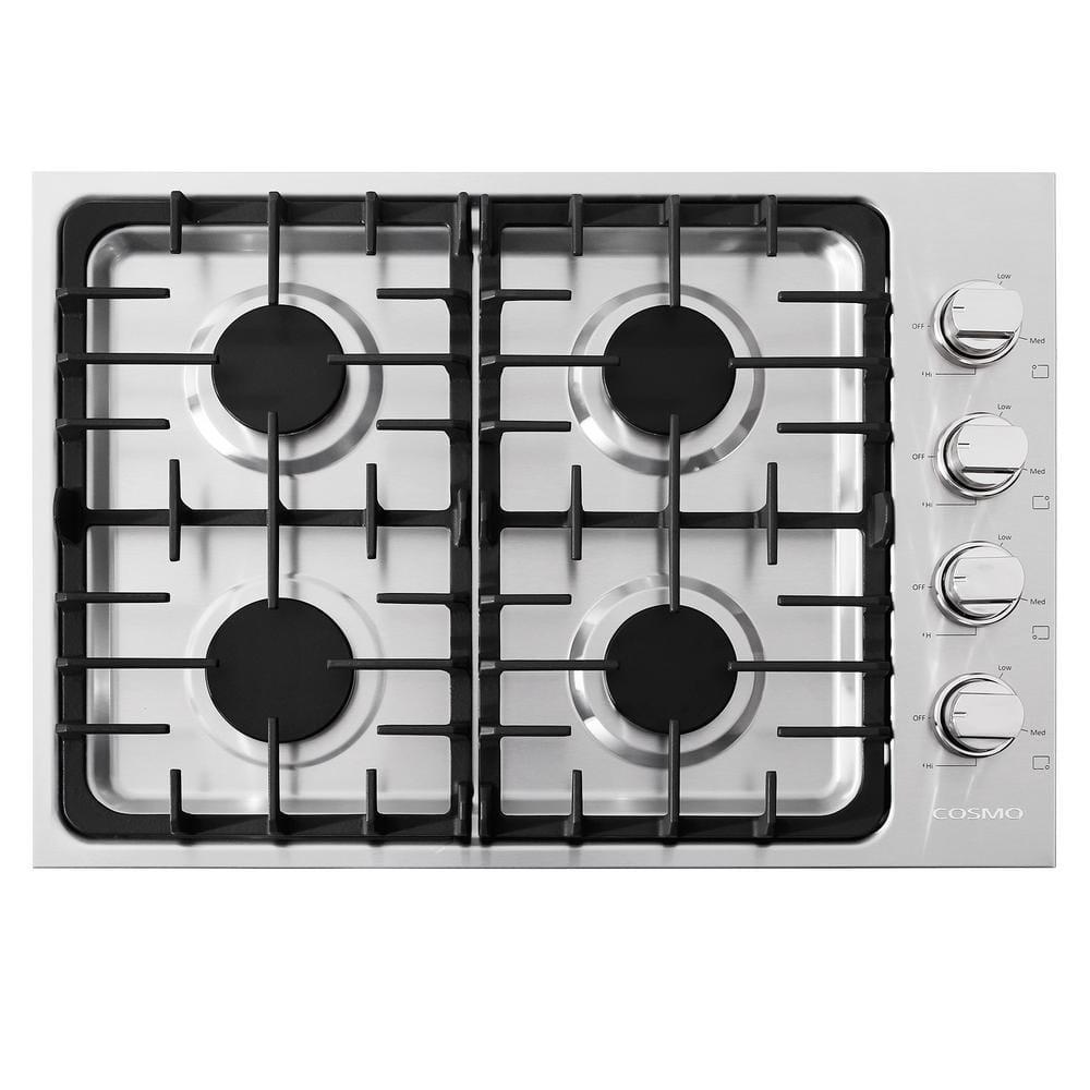 Cosmo 30 in Gas Cooktop in Stainless Steel with 4 Italian Made Burners