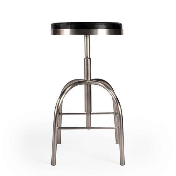 Clyde Black Leather Adjustable Bar Stool