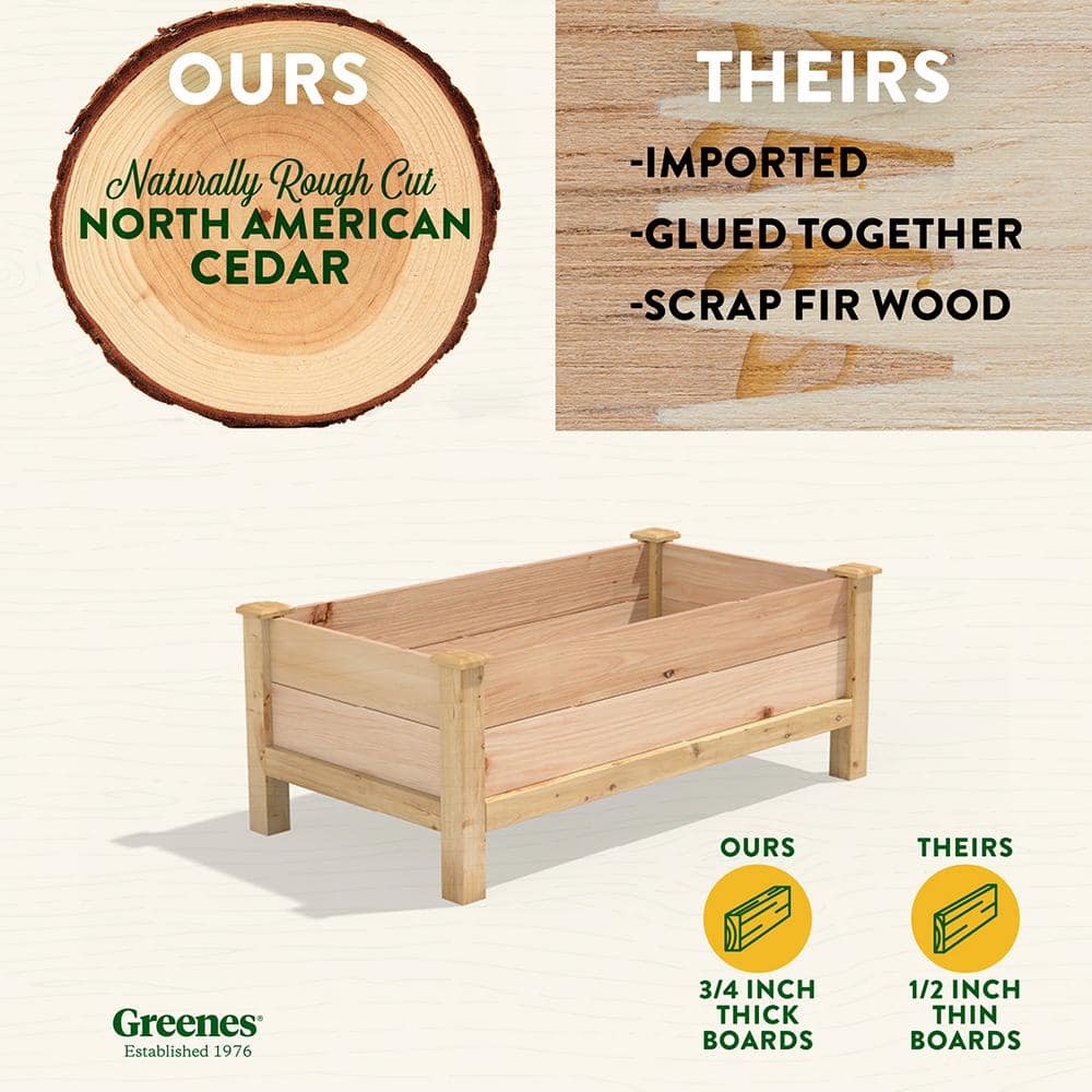 Greenes Fence 48 in. L x 24 in. W x 19 in. H Premium Cedar Elevated Garden Bed RCEV244819P