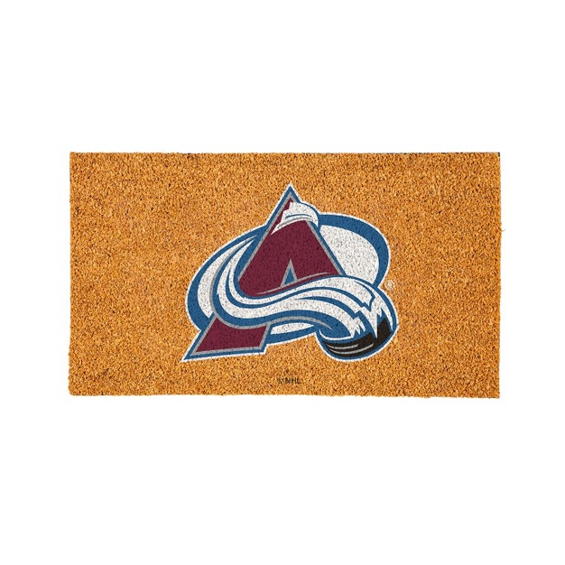 Evergreennhlcolorado Avalanche Logo Natural Coir 28 X 16 Inches Indoor Outdoor Doormat