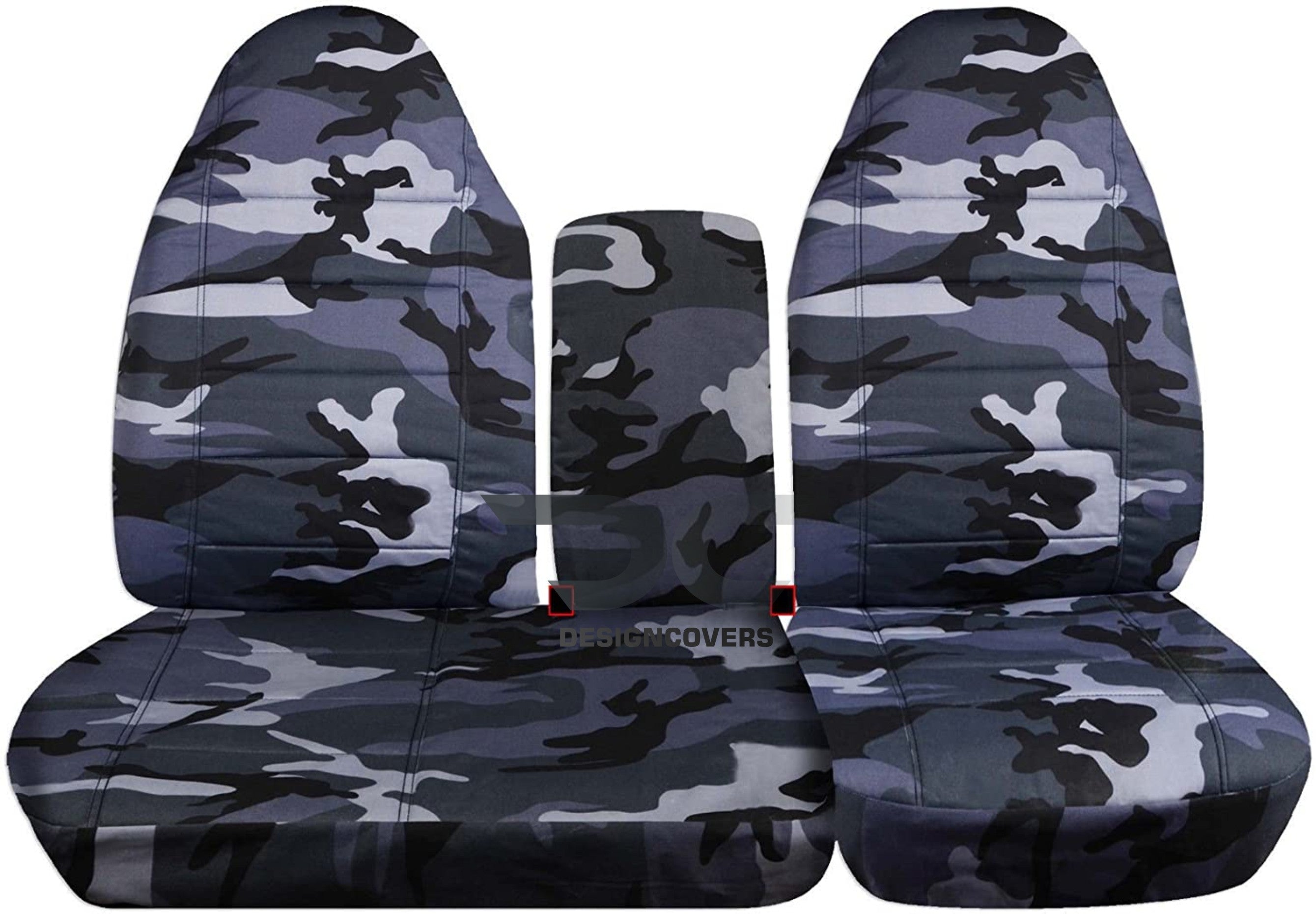 T100-Design Covers Compatible with 2001-2003 Ford F-150 Camouflage Truck Seat Covers (Front 40/60 Split Bench) with Molded Headrests，Opening Console:Gray Camo