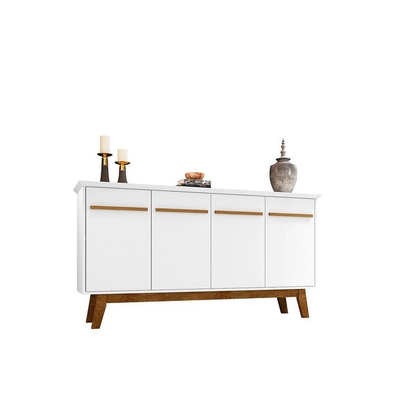 Yonkers 62.99 Sideboard with Solid Wood Legs and 2 Cabinets in Off White and Cinnamon