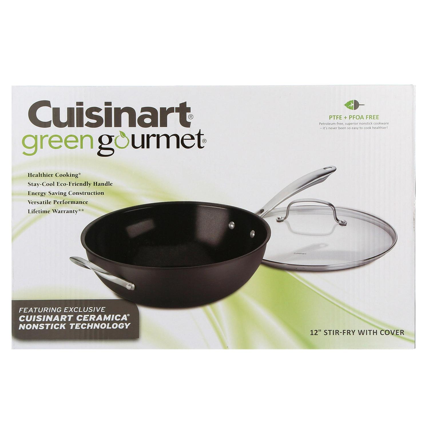 Cuisinart Green Gourmet Hard Anodized Eco Friendly Non-Stick 12 Stir Fry Wok with Glass Cover